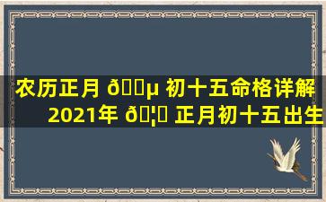 农历正月 🌵 初十五命格详解（2021年 🦁 正月初十五出生的宝宝好不好）